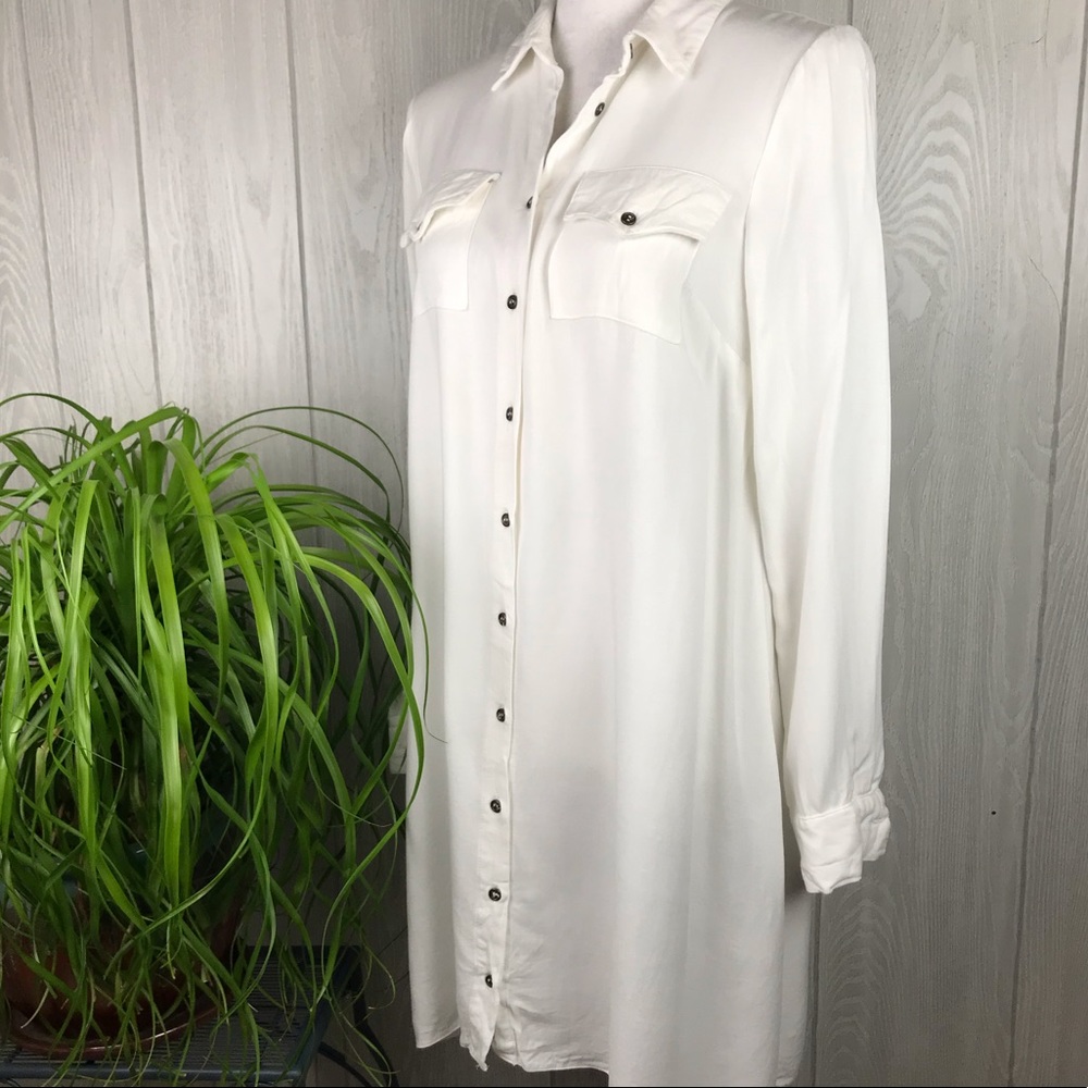 ASOS white collared long sleeve viscose dress